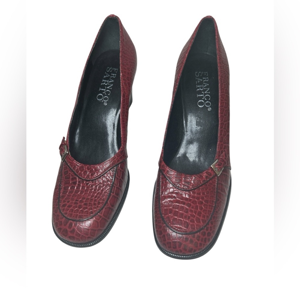 Franco Sarto Burgundy Croc-Patterned Heels
